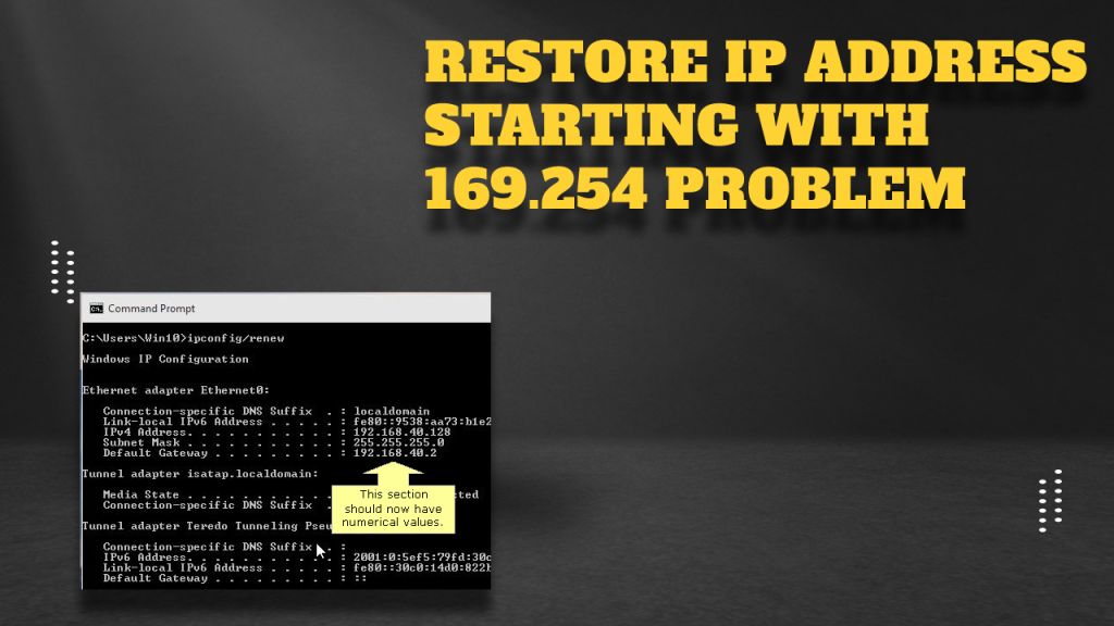 How to Restore IP Address Starting with 169.254 Problem